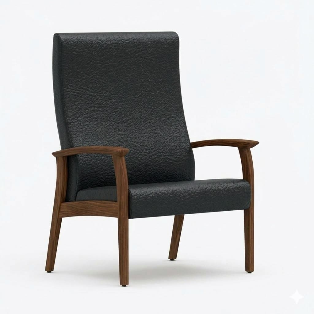 Wide chair open arms black