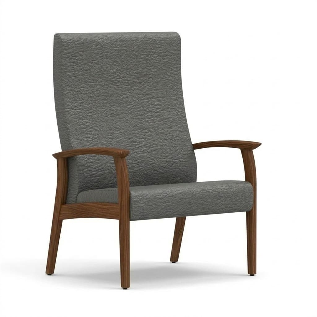 Wide chair open arms cool grey