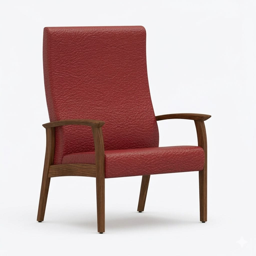 Wide chair open arms red barn