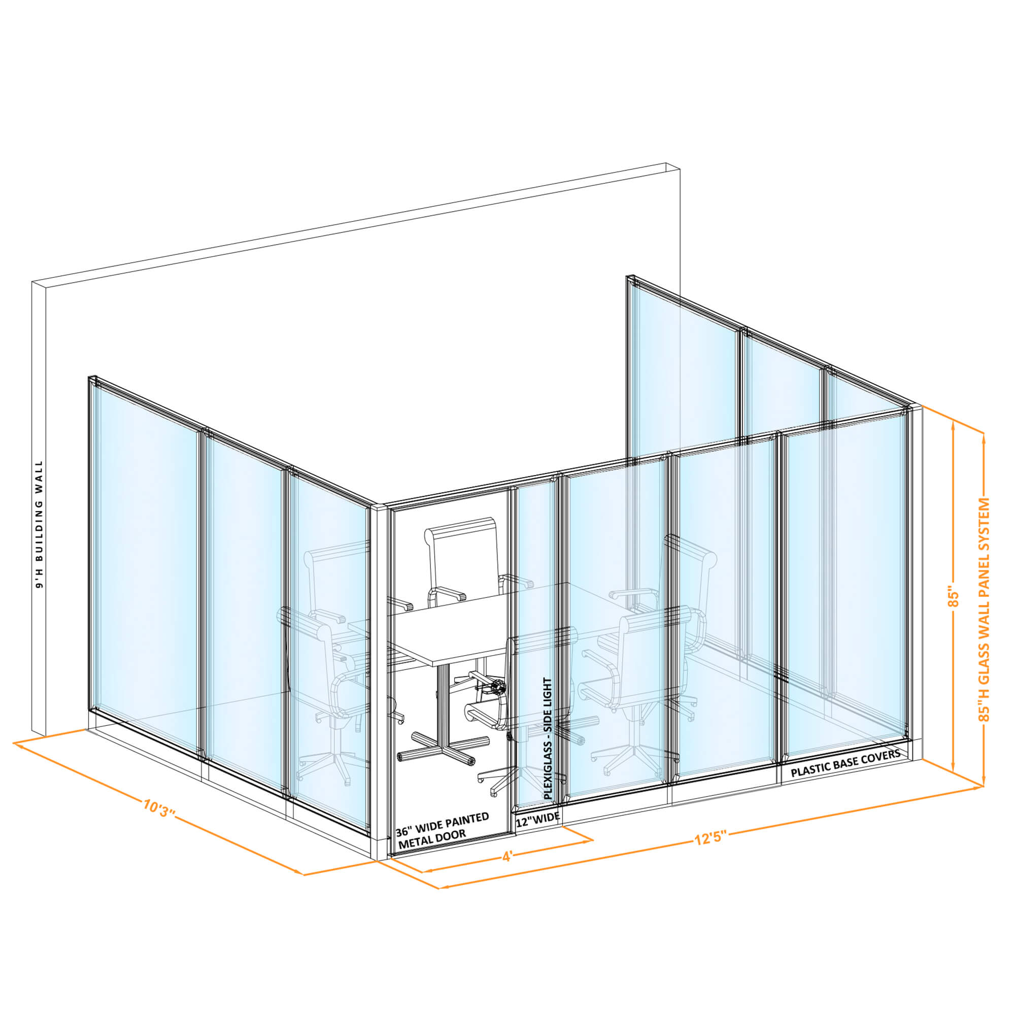 Conference room glass wall GWCR U 120x100x850