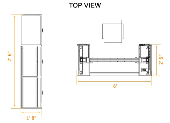 Executive workspace furniture top view dimensions