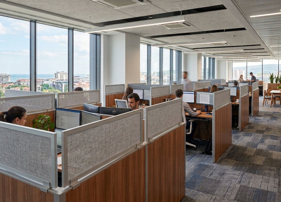 Framed acoustical fabric cubicle wall extender AA24H
