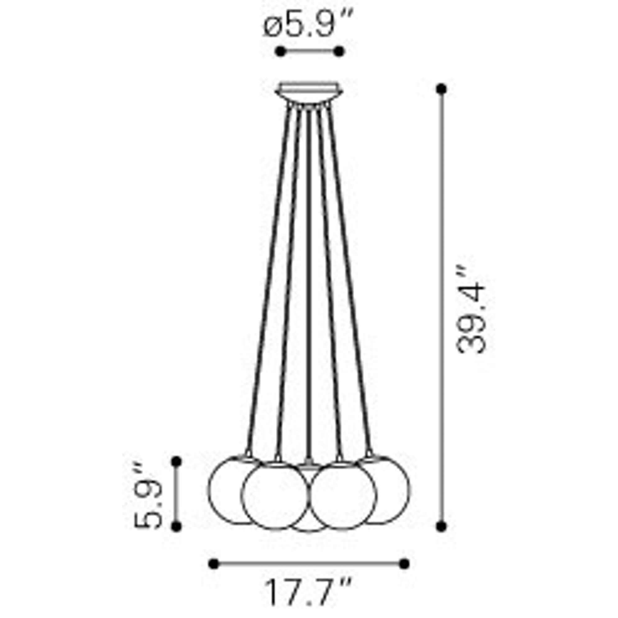 Hanging pendant lights dimensions view