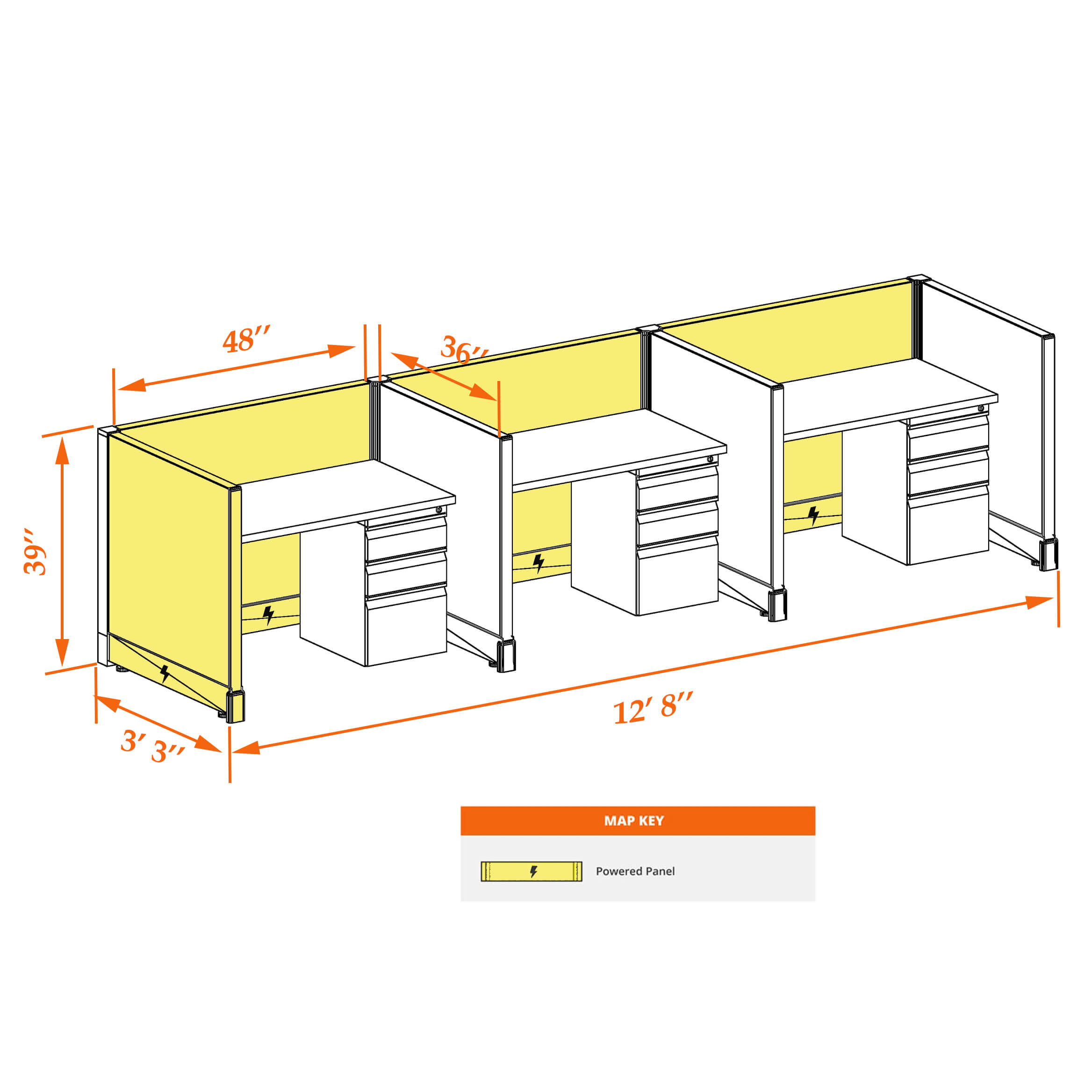 Hot desk CUB 3 39 P 34 WHT WH PSO