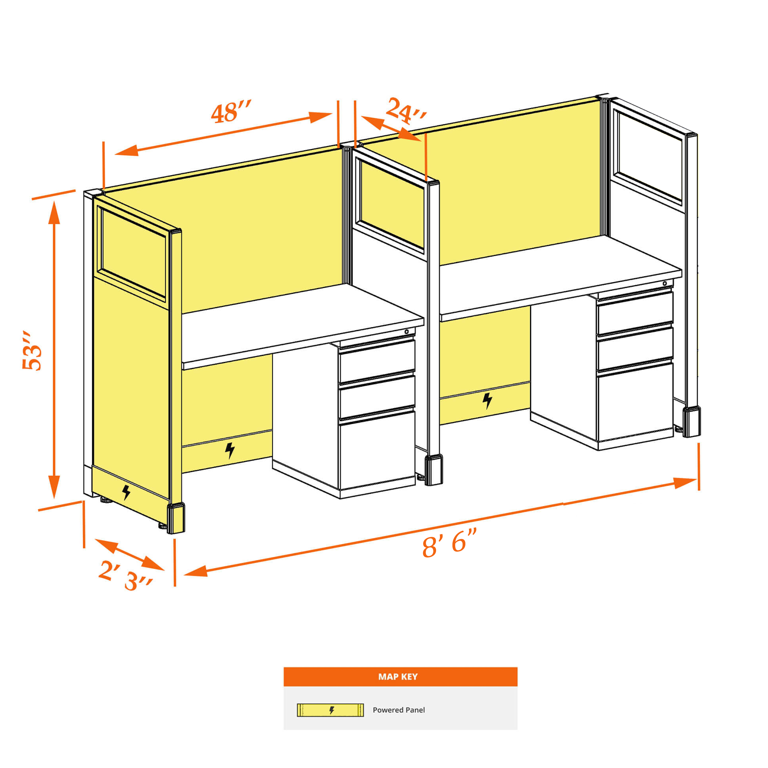 Cubicle workstations 53HGP 24 2PI 1