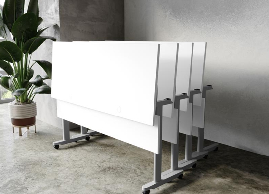 Training table with t leg 5x2 white grey 2