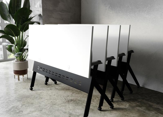 Training table with x leg 5x2 white black 2