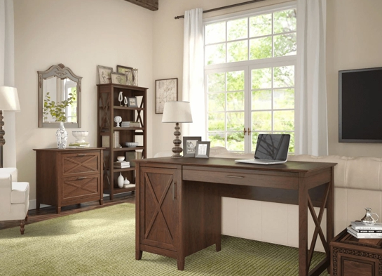 West style desk with drawer file cabinet and 5 shelf bookcase space view bing cherry