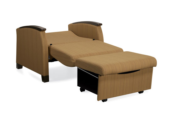 Nylon runners sliding on welded heavy gauge steel channel to allow for easy movement when opening and closing the chair sleeper bed. Nylon runners sliding on welded heavy gauge steel channel to allow for easy movement when opening and closing the chair sleeper bed.