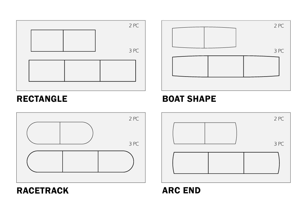 Enhance your custom office furniture tables from IOF with 4 different top shapes.