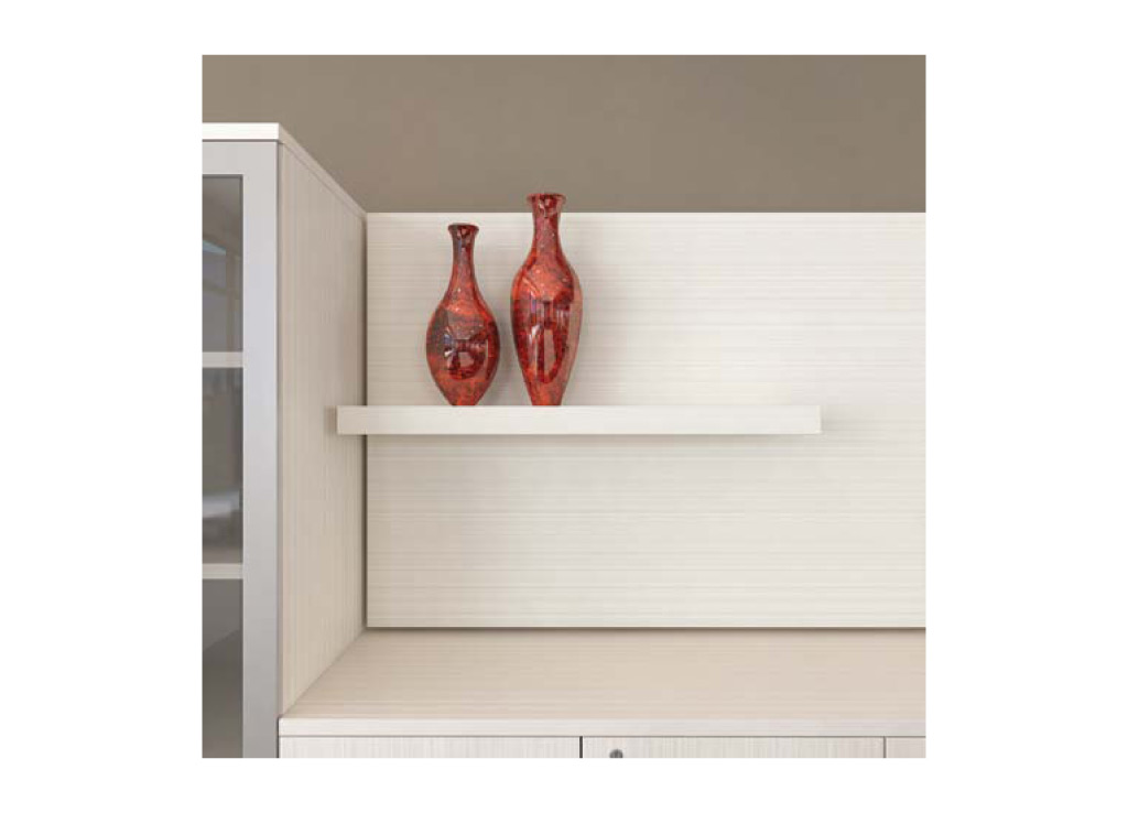 This boardroom furniture from Logiflex includes a wall unit with a shelf, for storage or display. This boardroom furniture from Logiflex includes a wall unit with a shelf, for storage or display.