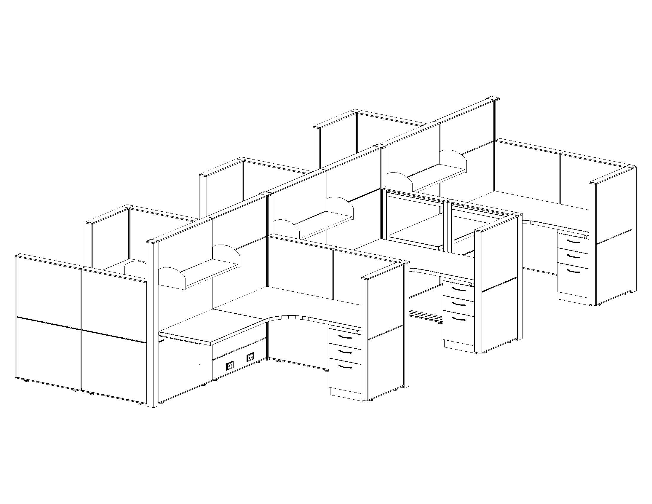 5x6 Cubicle Workstations from AIS - 6 Pack Cluster