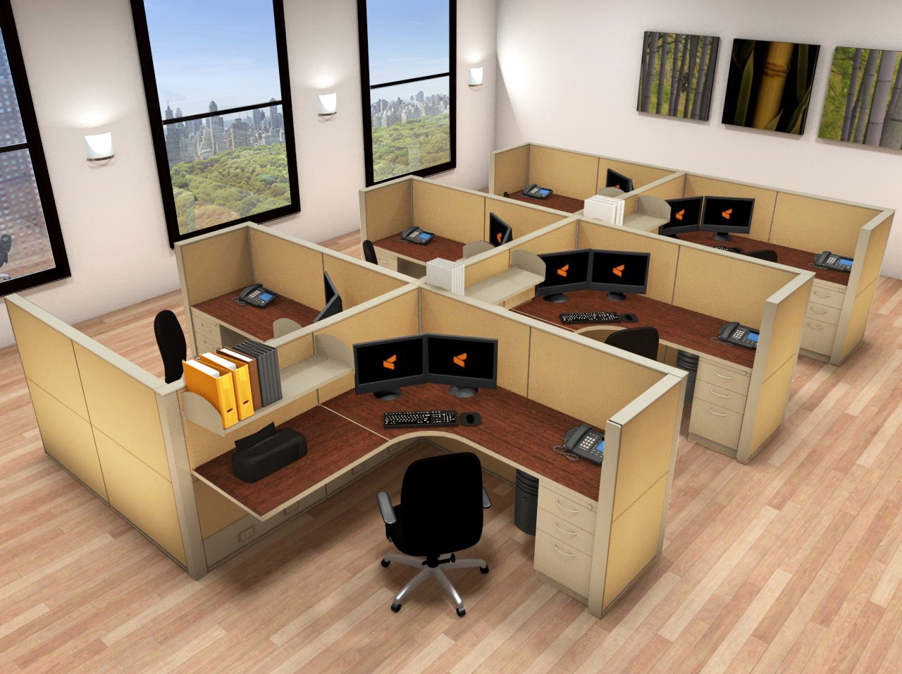 6x6 Cubicle Workstations from AIS - 6 Pack Cluster